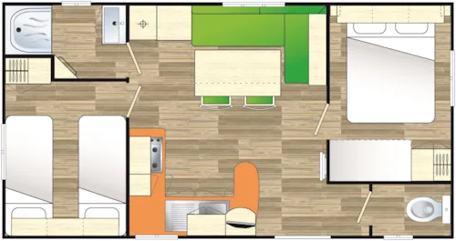 Location - Mobilhome Leman 29M² - Terrasse Couverte 12M² (2 Chambres) - image n°7 - Camping Saint Disdille