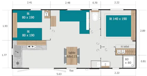 Mietunterkunft - Mobilheim Savoie 31M² - Bedeckte Terrasse 15M² (2 Zimmer) - image n°8 - Camping Saint Disdille