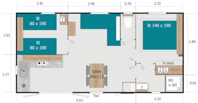 MobilHome SAVOIE 31m²  - covered terrace 15m² (2 bedrooms)