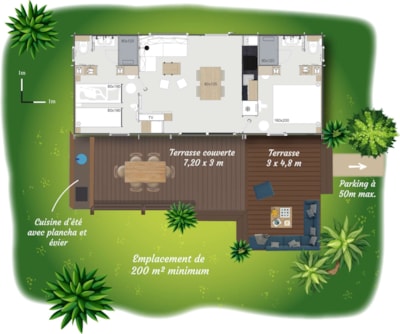 MOBILHOME ELEGANCE 2 Rooms - 40 m² - Semi covered terrace 35 m²