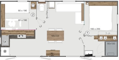 MobilHome HAUTE-SAVOIE 2 bedrooms 32m²  - covered terrace 18m²-4 pers.