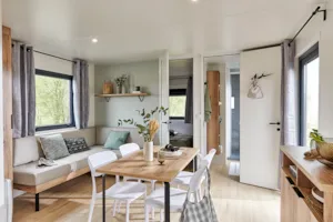 Locatif - Mobilheim HAUTE-SAVOIE 2 Zimmer 32m² - bedeckte Terrasse 18m² -4 pers. - Camping Saint Disdille