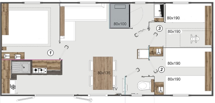 Mobilhome Haute-Savoie 3 Chambres 35M²-Terrasse Couverte 18M²-6 Pers.