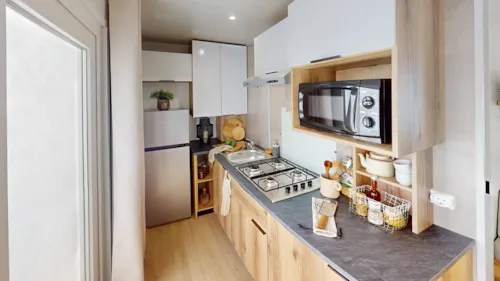 Mietunterkunft - Mobilheim Haute-Savoie 3 Zimmer 35M² - Bedeckte Terrasse 18M²-6 Pers. - image n°4 - Camping Saint Disdille