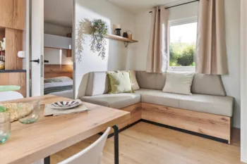 Mietunterkunft - Mobilheim Haute-Savoie 3 Zimmer 35M² - Bedeckte Terrasse 18M²-6 Pers. - Camping Saint Disdille