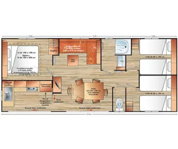 Mietunterkunft - Mobilheim Riviera 35M² Klimaanlage + Halbüberdachte Terrasse 15M² - Camping de la Vallée
