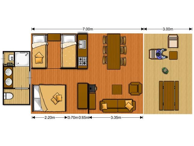 Safaritent met sanitair 6 pers.