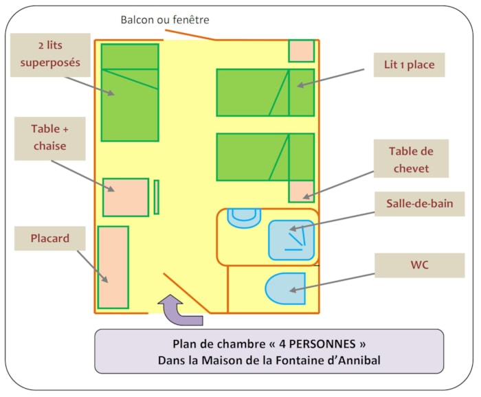 Chambre De 4 Lits (22M²)