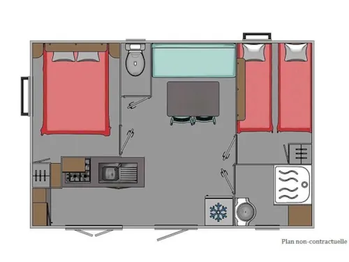 Location - Mobil-Home 2 Chambres (De 24 À 27 M² Dont Terrasse De 11M²) - image n°5 - Fontaine d'Annibal