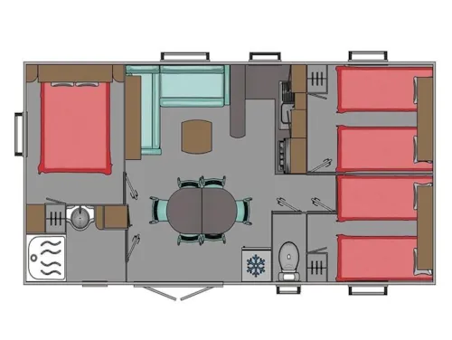 Mietunterkunft - Mobilheim Mit 3 Schlafzimmern (48 M², Davon 11 M² Terrasse) - image n°6 - Fontaine d'Annibal