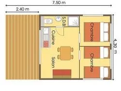 Cabane Lodge Standard Sur Pilotis 34M² - 2 Chambres - Terrasse Couverte De 10M²