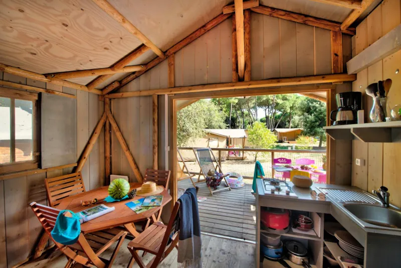 Cabane Lodge Bois Standard Sur Pilotis 38M² - 2 Chambres - Terrasse Couverte De 8M² + Tv