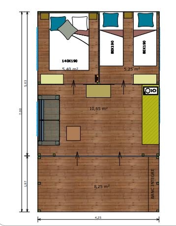 Freeflower Standard 37m² with 2 bedrooms - without toilet blocks - terrace 8m² — 6