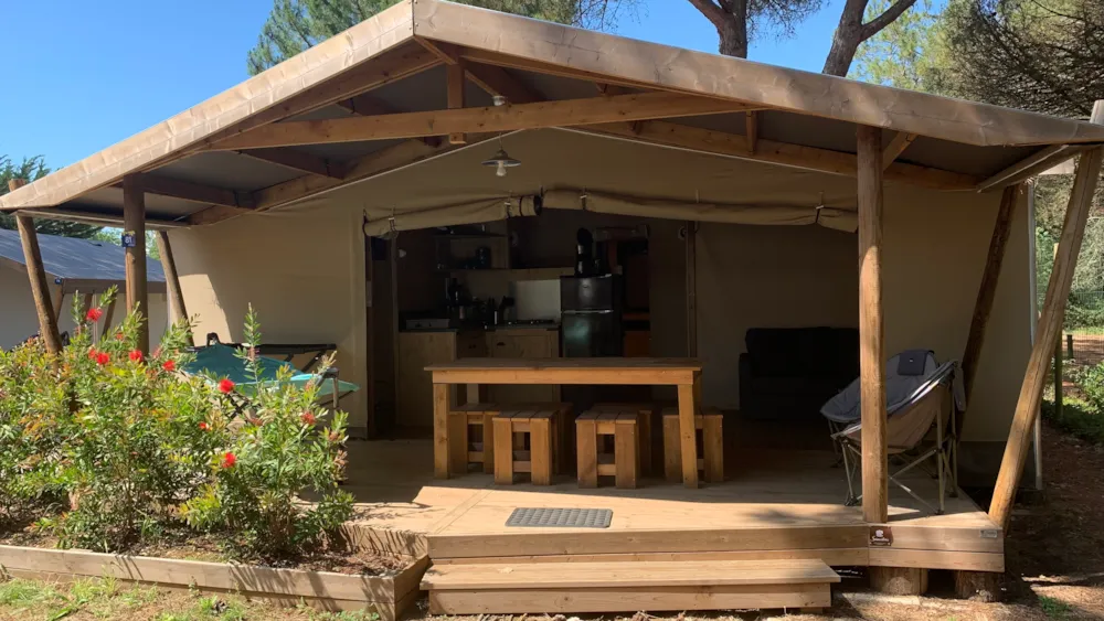 Location - Ecolodge Cotton Confort 35M² - 3 Chambres - Terrasse Couverte De 11M² + Tv - Flower Camping Le Bel Air