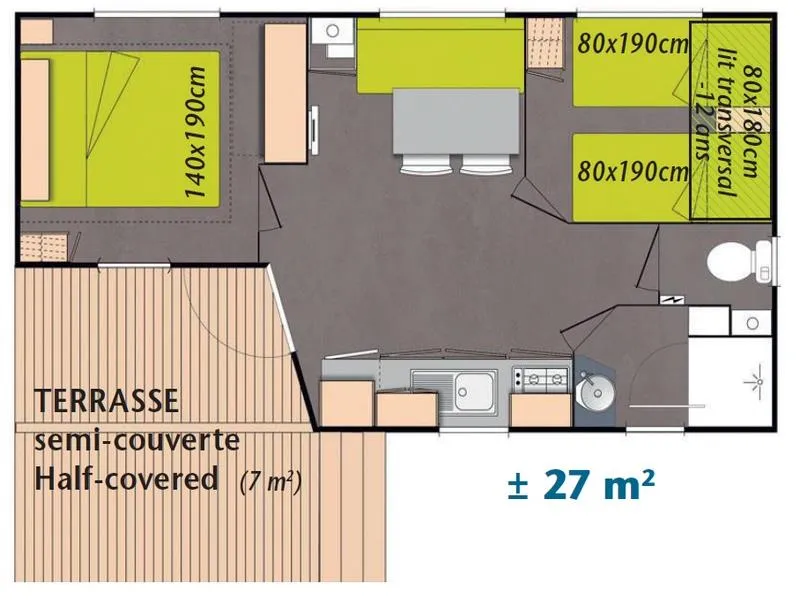 Mobil-Home ~27M² - 2 Chambres + Climatisation