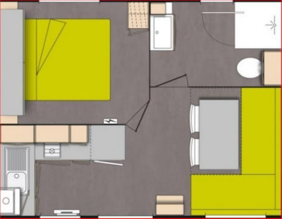 Mobile home ~20m²  - 1 bedroom + air-conditioning