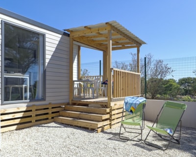 Mobile home ~27m² - partial sea view - 2 bedrooms + air-conditioning