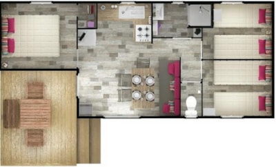 Mobile home ~32m² Facing the sea - 3 bedrooms + air-conditioning