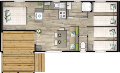 Mobile home ~32m² PRIVILEG - Facing the sea - 3 bedrooms + air-conditioning