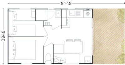 Mobile-home ~26m² - 2 bedrooms + air-conditioning