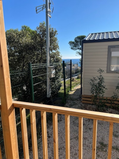 Mobile home ~27m² - partial sea view - 2 bedrooms + air-conditioning