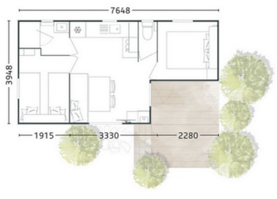 Mobile home ~27 m² PRIVILEGE - Facing the sea - 2 bedrooms + air-conditioning