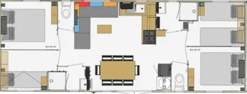 Mietunterkunft - Mobilhome Quattro 40M²  (4 Schlafzimmer) Überdachte Und Geschlossene Holzterrasse - Camping les Brillas