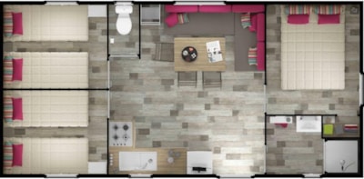 Mobile home PREMIUM 33m² - 3 bedrooms + terrace + TV + dishwasher + sheets + towels — 4