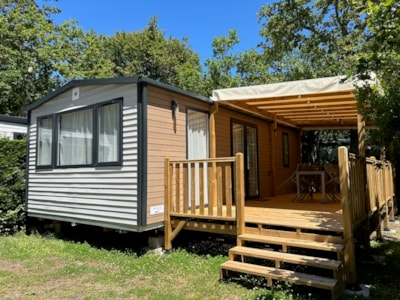 Mobil-Home PREMIUM CLIM 28m² - 2 bedrooms + TV + semi-covered terrace + linen + towels — 1