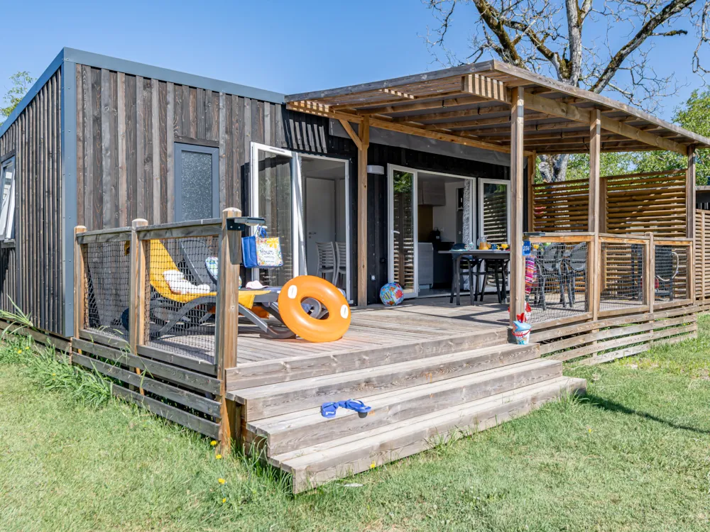 Location - New// Homeflower Premium Clim 29M² - 2 Chambres +Terrasse Semi-Couverte+Tv+Draps+Serviettes Inclus - Flower Camping La Canadienne