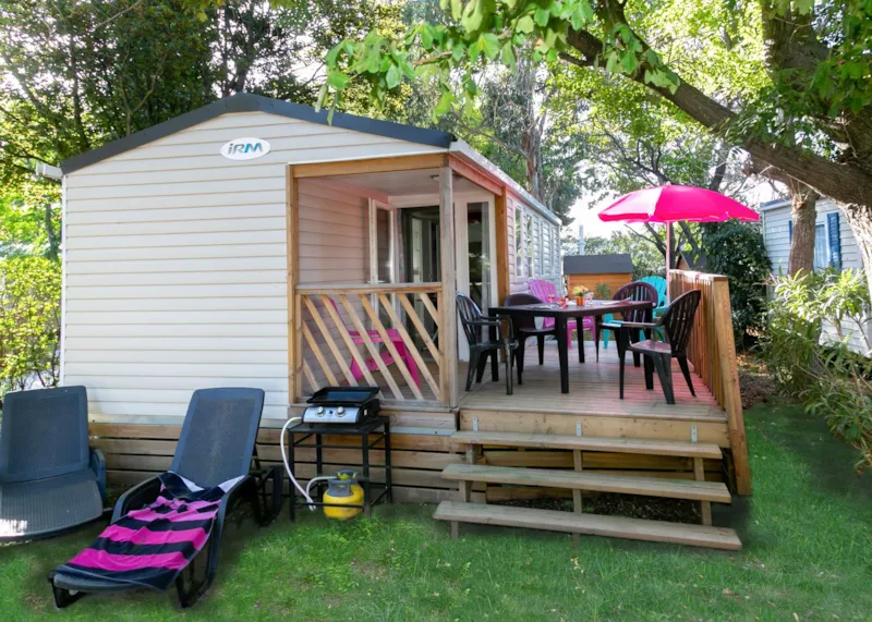 Mobilhome Premium 28M² 3 Ch + Clim + Lave-Vaisselle + Terrasse Semi-Couverte + Plancha