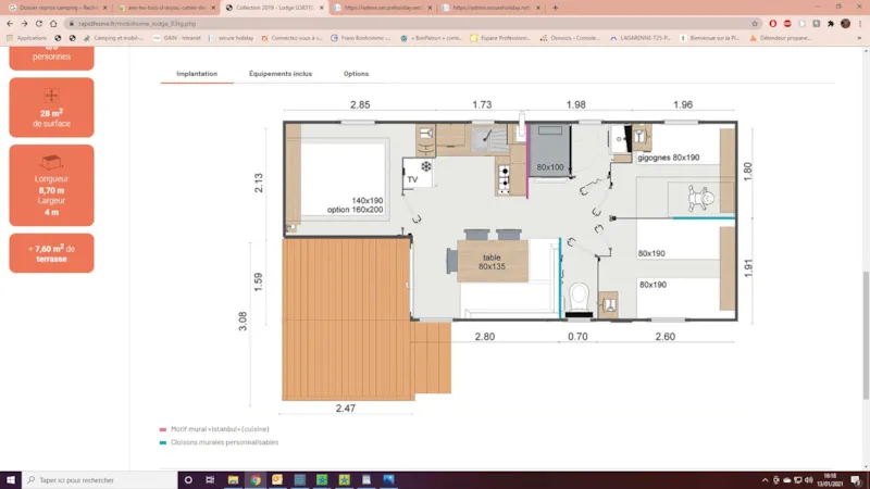 Mobil Home Lodge   3Ch 6Personnes Clim+ Plancha