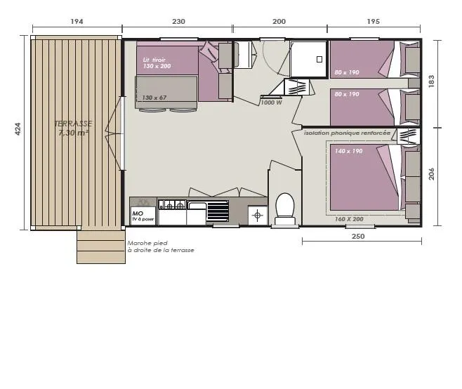 Mobil-Home Romarin Confort 32M² (2 Chambres)+ - Terrasse Couverte 8 M² - Tv + Climatisation