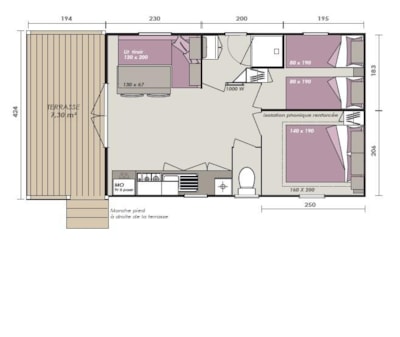 Mobile-Home ROMARIN Confort 32m² (2 bedrooms)- sheltered terrace  8m²- TV + air conditioning — 6