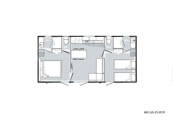 Mobil-Home Oranger Premium 33M2 (2 Chambres) Terrasse Couverte 19M2- 2 Sdb + Lv + Tv + Climatisation
