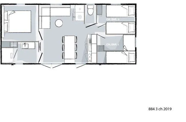 Mobil-Home Laurier Rose Premium (3 Chambres) 33M2 - Terrasse Couverte  19M2+ Lv + Tv + Climatisation
