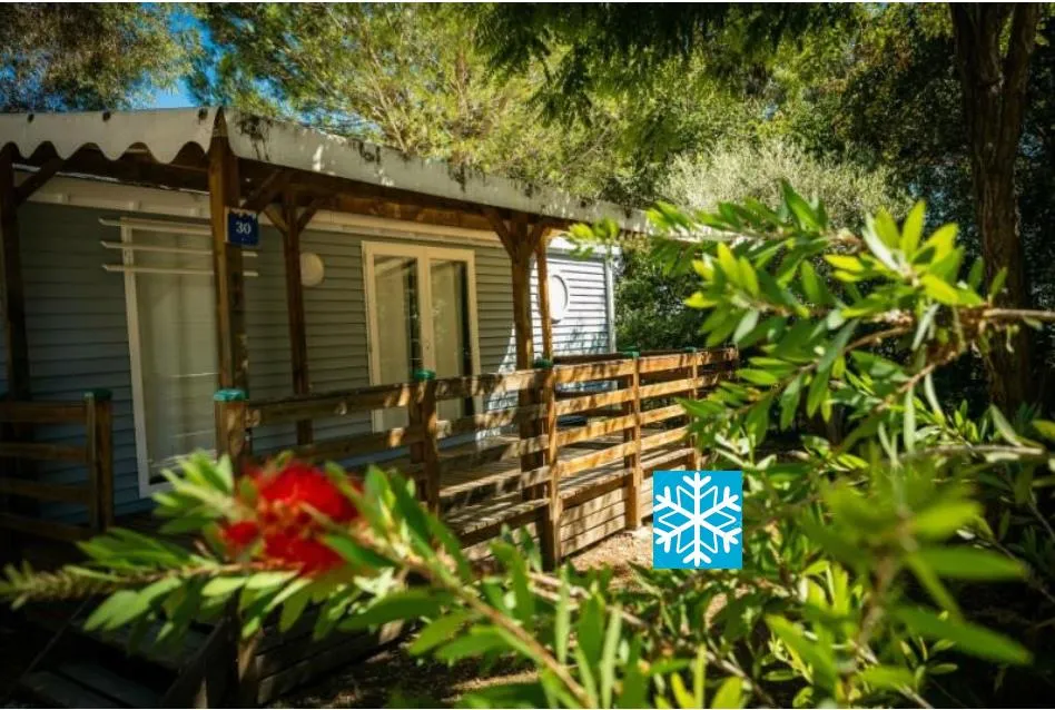 Location - Mobil-Home Lavande Confort 29M² (2 Chambres) - Terrasse Couverte 16M² - Tv + Climatisation - Flower Camping Le Mas de Mourgues