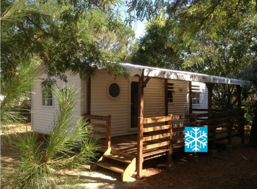Location - Mobil-Home Cypres Confort 29M² (3 Chambres) - Terrasse Couverte 16 M² - Tv + Climatisation - Flower Camping Le Mas de Mourgues