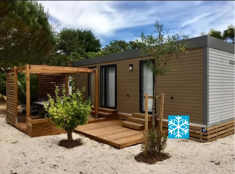 Mobil-Home Oranger Premium 33M2 (2 Chambres) Terrasse Couverte 19M2- 2 Sdb + Lv + Tv + Climatisation