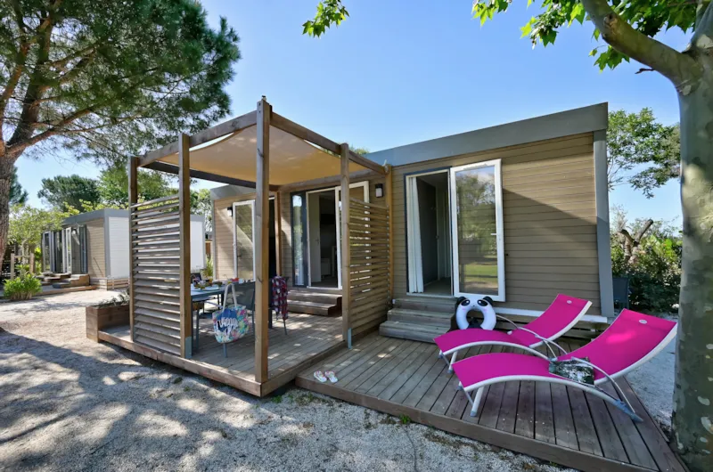 Mobil-Home Oranger Premium 33M2 (2 Chambres) Terrasse Couverte 19M2- 2 Sdb + Lv + Tv + Climatisation