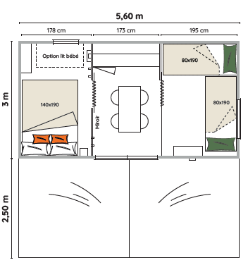 Ecrin Cocoon Insolite 16m² (without toilet blocks) 2 bedrooms + TV + sheltered terrace 14 m² — 9