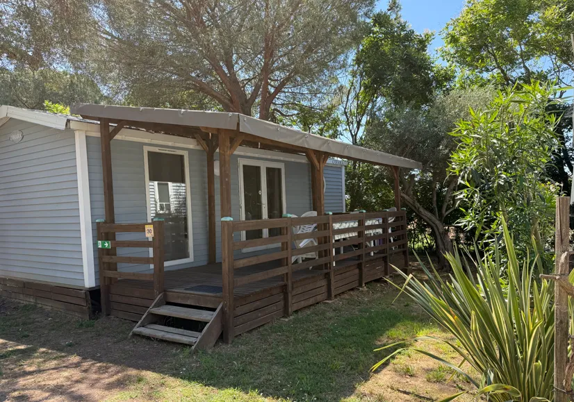Location - Mobil-Home Lavande Confort 29M² (2 Chambres) - Terrasse Couverte 16M² - Tv + Climatisation - Flower Camping Le Mas de Mourgues