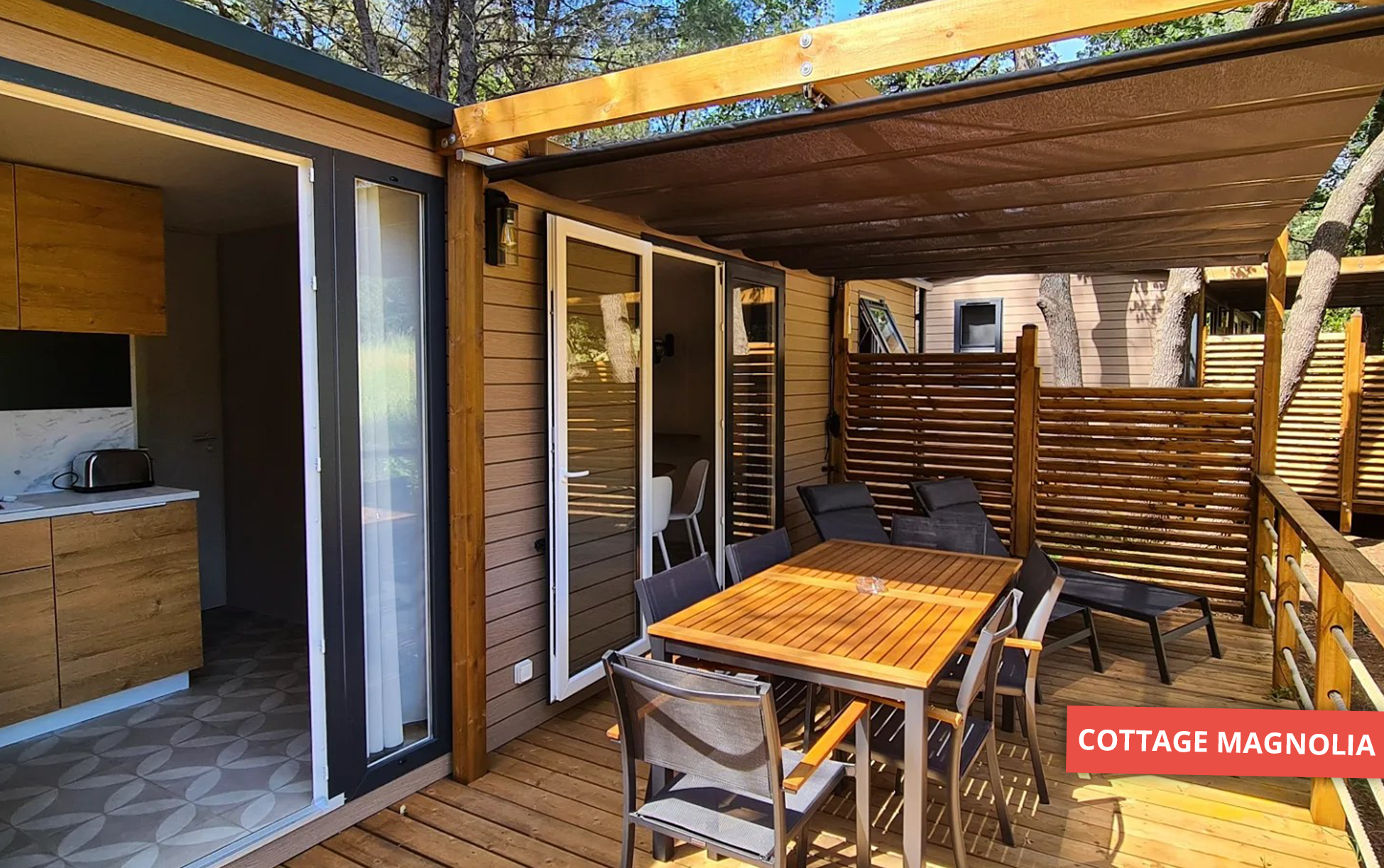 Location - New 2023 ! Cottage Magnolia + Jacuzzi 32M² (2 Chambres) - Camping Le Beau Vezé