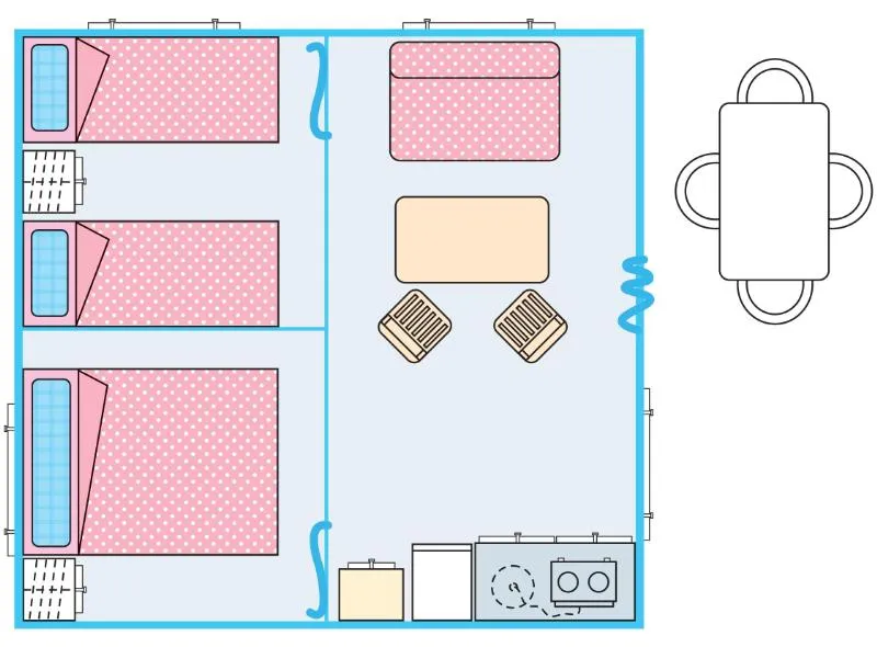 Lodge Standard Sans Sanitaire 20M² 2 Chambres + Terrasse Semi Couverte
