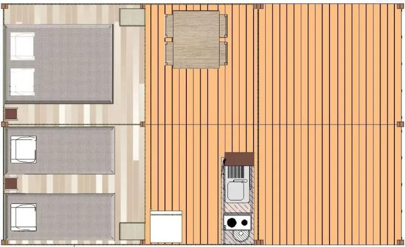 Lodge Standard 19M² 2 Chambres + Terrasse Couverte (Sans Sanitaire)