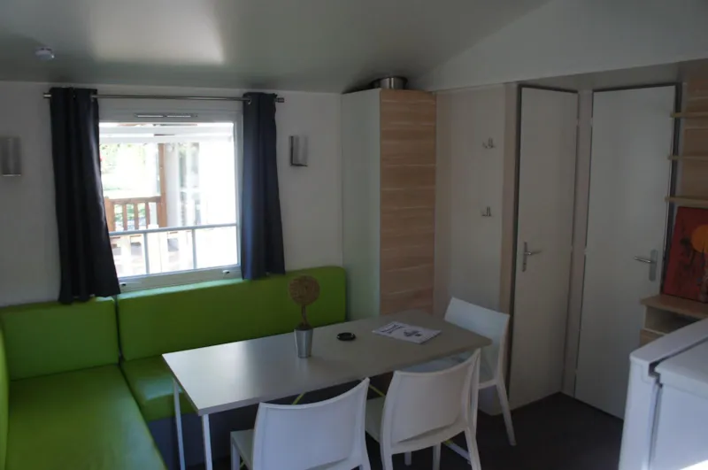 Mobil Home Premium 32 M² 3 Chambres + Terrasse 12M² Semi-Couverte (9M²) + Tv + Clim