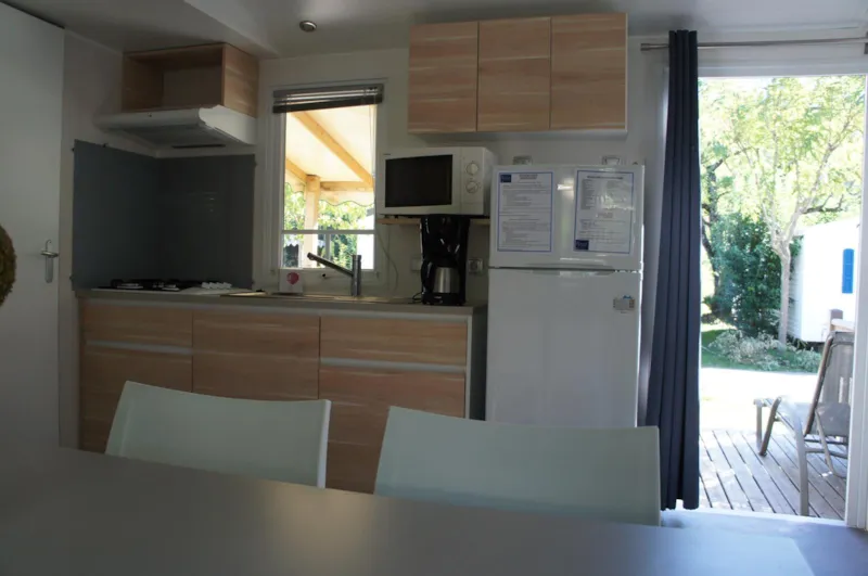 Mobil Home Premium 32 M² 3 Chambres + Terrasse 12M² Semi-Couverte (9M²) + Tv + Clim