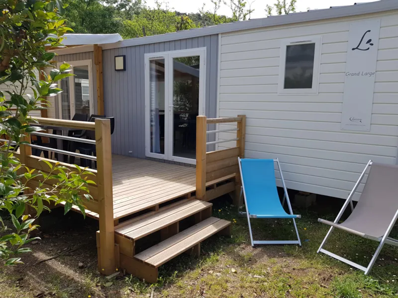 Mobil Home Premium 32 M² 2 Chambres + Terrasse 12M² Semi-Couverte (9M²) + Tv + Climatisation