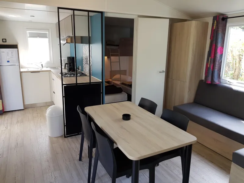 Mobil Home Premium 32 M² 2 Chambres + Terrasse 12M² Semi-Couverte (9M²) + Tv + Climatisation