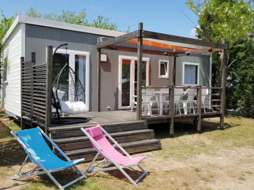 Huuraccommodatie(s) - Stacaravan Premium Luxe 32M² 3 Kamers +  Bed 160 + Tv + Airconditioning - image n°1 - Flower Camping Le Riviera